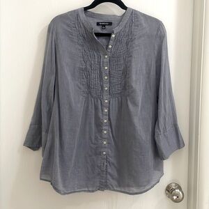 Relativity Button Front Pleated Blouse (L)